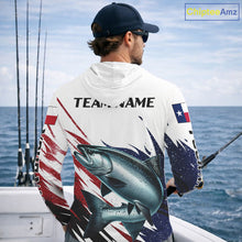 Load image into Gallery viewer, Custom Texas Flag Chinook Salmon Fishing Shirts, Texas Chinook Salmon Fishing Shirts Long Sleeve Hooded For Team NHT914
