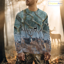 Load image into Gallery viewer, Deer Hunting Shirt 3D All-Over Print with Deer &amp; Forest Camo For Deer Hunters – Custom Name  NHT26