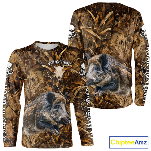 Personalized Wild Hog Hunting Camo Full Printing Shirts, Boar Hunting Gifts, Hunting Season NHT125