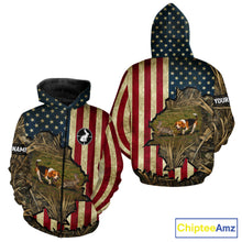 Load image into Gallery viewer, Beagle Dog Chasing Rabbit 3D American Flag Camo Custom Name Shirt, Rabbit Hunting Clothing NHT230