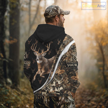 Load image into Gallery viewer, Best Deer Hunting Shirt Black Camo 3D Custom Name, Season Deer Hunting, Whitetail Deer Shirt NHT132