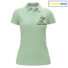 Load image into Gallery viewer, Personalized Womens Golf Polo Shirt Custom Name Funny Green Parrot Design|Green 