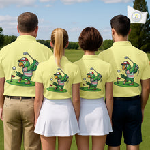 Load image into Gallery viewer, Personalized Mens Golf Polo Shirt Custom Name Funny Green Parrot Design|Yellow NHT1094