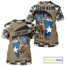 Load image into Gallery viewer, Custom Big Buck Deer Hunting 3D All Over Print Camo with Texas Flag Outdoor Hunting Apparel NHT32