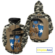 Load image into Gallery viewer, Custom Big Buck Deer Hunting 3D All Over Print Camo with Texas Flag Outdoor Hunting Apparel NHT32