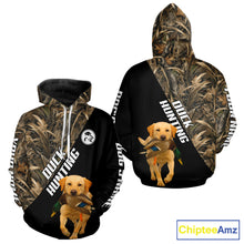 Load image into Gallery viewer, Waterfowl Duck Hunting With Yellow Lab Dogs, Custom Name All Over Print Shirts NHT234
