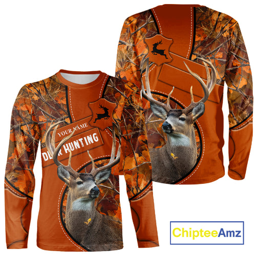 Whitetail Deer Hunting Shirt Orange Camo 3D All Over Print Personalized Gift for Hunters NHT38