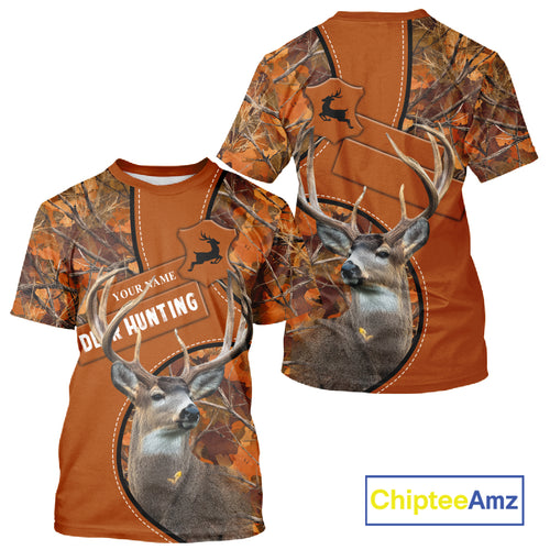 Whitetail Deer Hunting Shirt Orange Camo 3D All Over Print Personalized Gift for Hunters NHT38