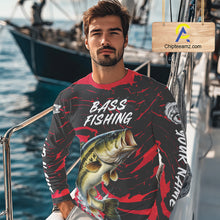 Load image into Gallery viewer, Custom Largemouth Bass Fishing Shirts Long Sleeve – Performance Tournament Jersey For Men| Red NHT769