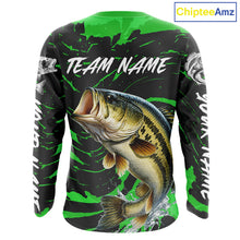 Load image into Gallery viewer, Custom Largemouth Bass Fishing Shirts Long Sleeve – Performance Tournament Jersey For Men| Green NHT772