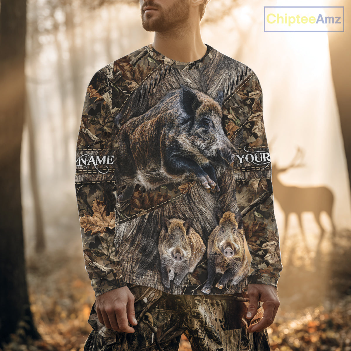 Beautiful Wild Hog Hunting Camouflage 3D All Over Print Shirts Personalized Hunting Gifts NHT147