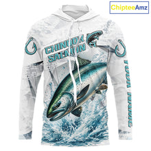 Load image into Gallery viewer, Personalized Chinook Salmon Fishing Jerseys, Salmon Long Sleeve Fishing Shirts Hooded For Men NHT571