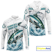 Load image into Gallery viewer, Personalized Chinook Salmon Fishing Jerseys, Salmon Long Sleeve Fishing Shirts Hooded For Men NHT571