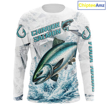 Load image into Gallery viewer, Personalized Chinook Salmon Fishing Jerseys, Salmon Long Sleeve Fishing Shirts For Men NHT571