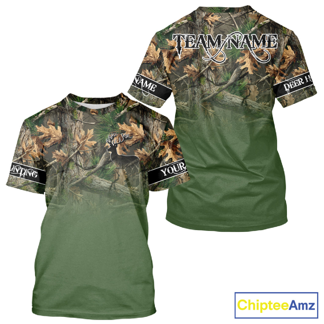 Personalized Green Deer Hunting Camo Full Printing Shirts, Best Hunting Gifts NHT46