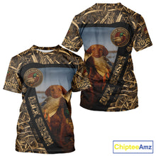 Load image into Gallery viewer, Duck Hunting Shirt Custom Name with Vizsla Dog Camo Hunting Clothes For Hunters NHT153