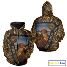 Load image into Gallery viewer, Duck Hunting Shirt Custom Name with Vizsla Dog Camo Hunting Clothes For Hunters NHT153