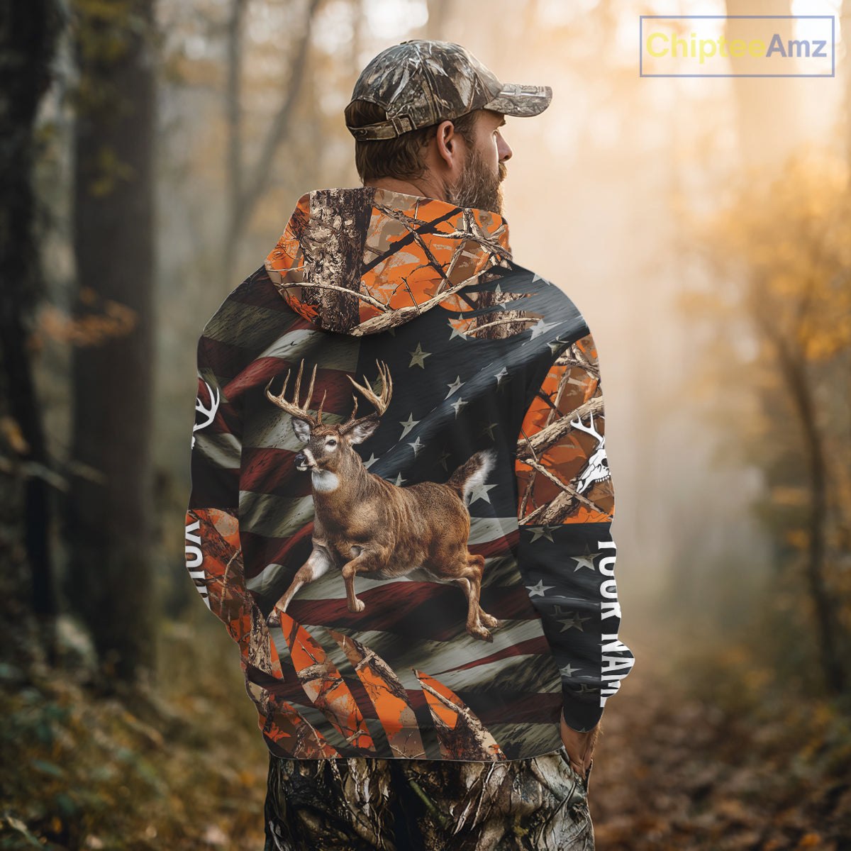 Deer Hunting US Flag 3D All Over Print Shirts, Personalized Hunting Gifts For Deer Hunters NHT316