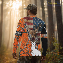 Load image into Gallery viewer, Deer Hunting Shirt Personalized 3D All Over Print Orange Camo With US Flag Hunting Clothes NHT156