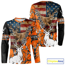 Load image into Gallery viewer, Deer Hunting Shirt Personalized 3D All Over Print Orange Camo With US Flag Hunting Clothes NHT156