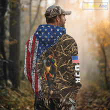 Load image into Gallery viewer, Mallard Duck Hunting Shirt Personalized Camo With German Shorthaired Pointer US Flag Clothes NHT160