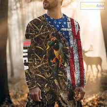 Load image into Gallery viewer, Mallard Duck Hunting Shirt Personalized Camo With German Shorthaired Pointer US Flag Clothes NHT160