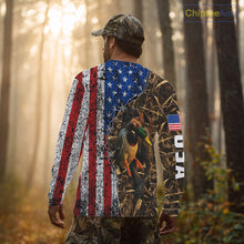 Load image into Gallery viewer, Mallard Duck Hunting Shirt Personalized Camo With German Shorthaired Pointer US Flag Clothes NHT160