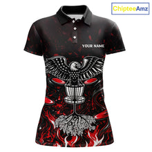 Load image into Gallery viewer, Personalized Disc Golf Polo Shirt With Eagle Design, Customizable Name, Unisex Sports Jersey For Womens |Red NHT810
