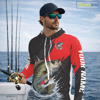 Crappie Fishing Long Sleeve Hooded Tournament Shirts, Personalized Crappie Fishing Jerseys NHT586