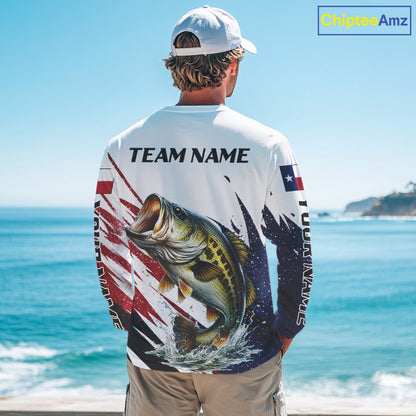 Custom Texas Flag Bass Fishing Shirts, Texas Bass Fishing Shirts Long Sleeve For Team NHT602
