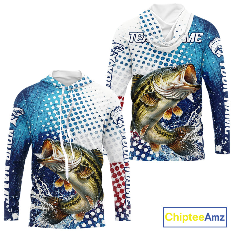 Design Texas Flag Bass Fishing Shirts, Texas Bass Fishing Shirts Long Sleeve Hooded NHT603