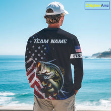 Load image into Gallery viewer, Bass Fishing Shirts Long Sleeve American USA Flag Camo Custom Name, Fishing Jersey For Men NHT959