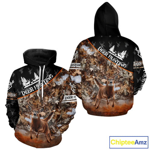 Best Whitetail Deer Hunting Shirt Black Brown Forest Camo 3D All Over Print For Deer Hunters NHT55