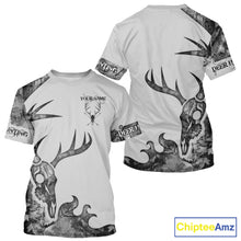 Load image into Gallery viewer, Deer Hunting Shirt Best 3D All Over Print Skull Deer Personalized Name Gray Camo NHT62