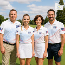 Load image into Gallery viewer, Personalized American Flag Shirt Custom Name Patriotic USA Stars Women's Polo Golf Shirt NHT983