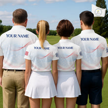 Load image into Gallery viewer, Personalized American Flag Shirt Custom Name Patriotic USA Stars Women's Polo Golf Shirt NHT983