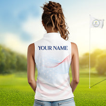 Load image into Gallery viewer, Personalized American Flag Years Shirt Custom Name Patriotic USA Stars Women's Sleeveless Polo Golf Shirt NHT983