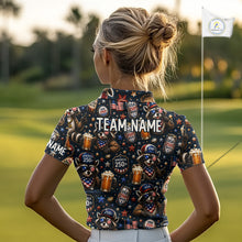 Load image into Gallery viewer, Personalized Women's Patriotic Raccoon Shirt Custom Name USA Flag Polo Funny Beer &amp; Golf Lover Gift NHT985