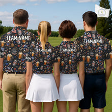 Load image into Gallery viewer, Personalized Women's Patriotic Raccoon Shirt Custom Name USA Flag Polo Funny Beer &amp; Golf Lover Gift NHT985