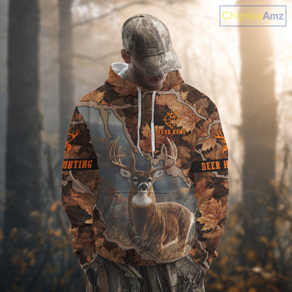 Whitetail Deer Hunting Shirt-Personalized US Flag Camouflage, Best Gifts for Deer Hunters NHT71