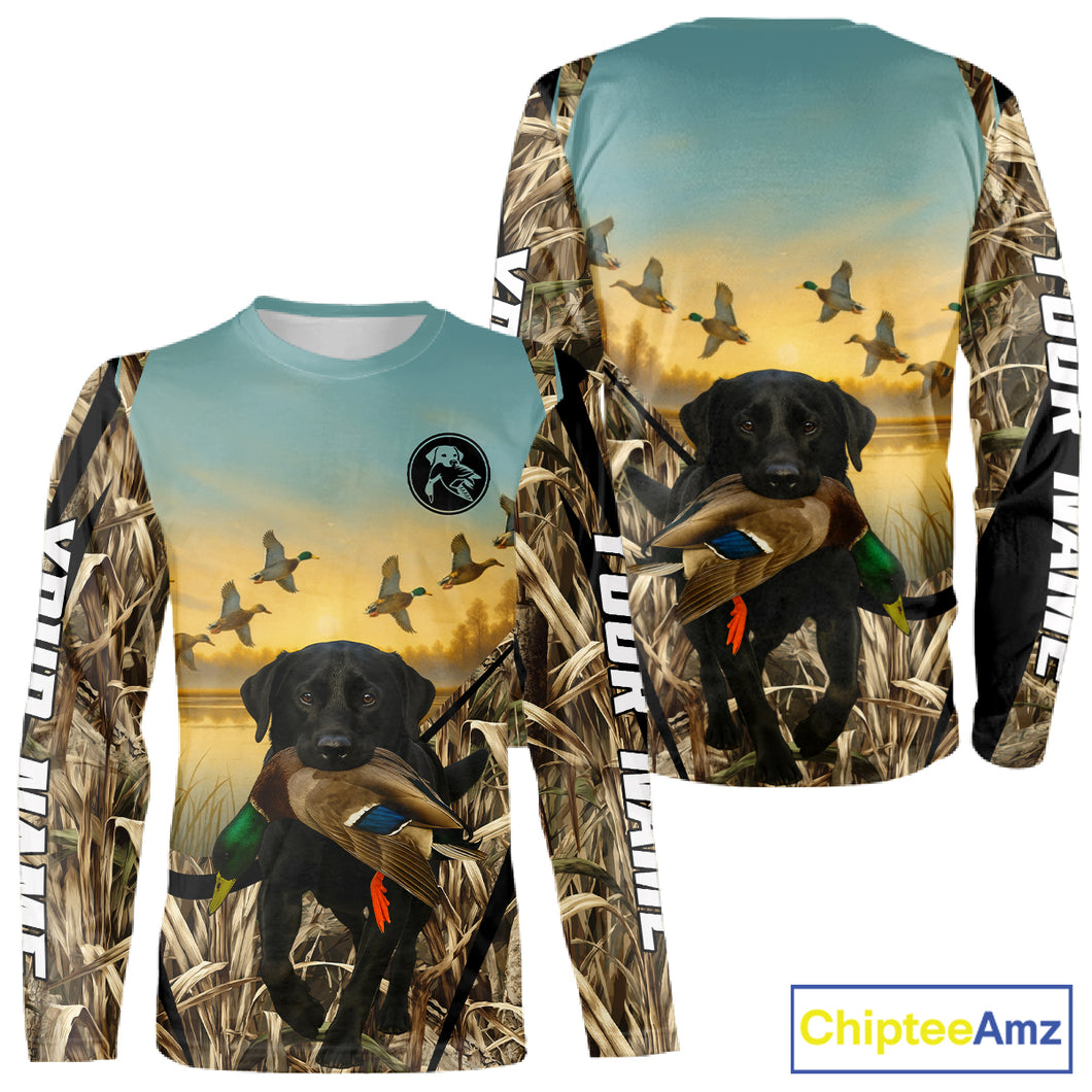 Duck Hunting Black Labrador 3D All Over Printed Camouflage Shirts, Duck Hunting Clothes NHT263