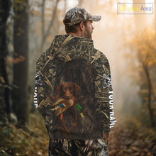 Load image into Gallery viewer, Personalized Mallard Duck Hunting Shirt with Chocolate Lab, Custom Dog’s Name Camouflage NHT264