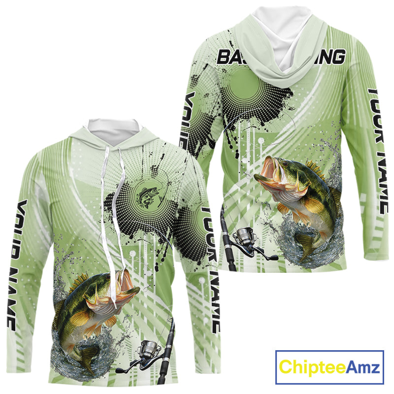Largemouth Bass Fishing Shirts Long Sleeve Hooded UPF, Personalized Fishing Gift NHT379