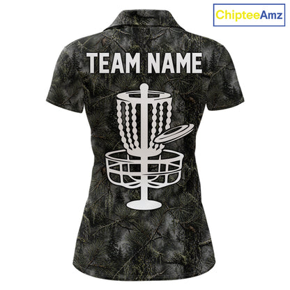 Camo Forest Disc Womens Golf Polo Shirt Custom Name – Forest Camouflage Performance Polo Shirt NHT835