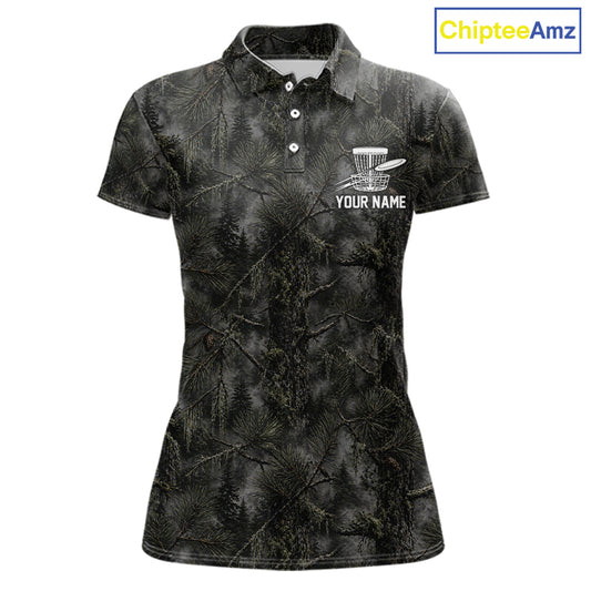Camo Forest Disc Womens Golf Polo Shirt Custom Name – Forest Camouflage Performance Polo Shirt NHT835