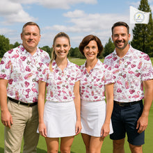 Load image into Gallery viewer, Funny Golf Polo Shirt For Womens Cherry Flamingo Golf Cart Pattern Summer Sport Top NHT841
