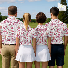 Load image into Gallery viewer, Funny Golf Polo Shirt For Mens Cherry Flamingo Golf Cart Pattern Summer Sport Top NHT841