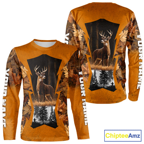 Whitetail Deer Hunting Orange Camo Autumn - Personalized All Over Print Deer Hunting Clothes NHT179
