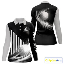 Load image into Gallery viewer, Personalized Gray Golf Polos Shirts For Womens Custom Golf Ball Clubs, Best Golf Gift NHT627