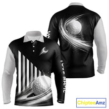 Load image into Gallery viewer, Personalized Gray Golf Polos Shirts For Mens Custom Golf Ball Clubs, Best Golf Gift For Golfer NHT627